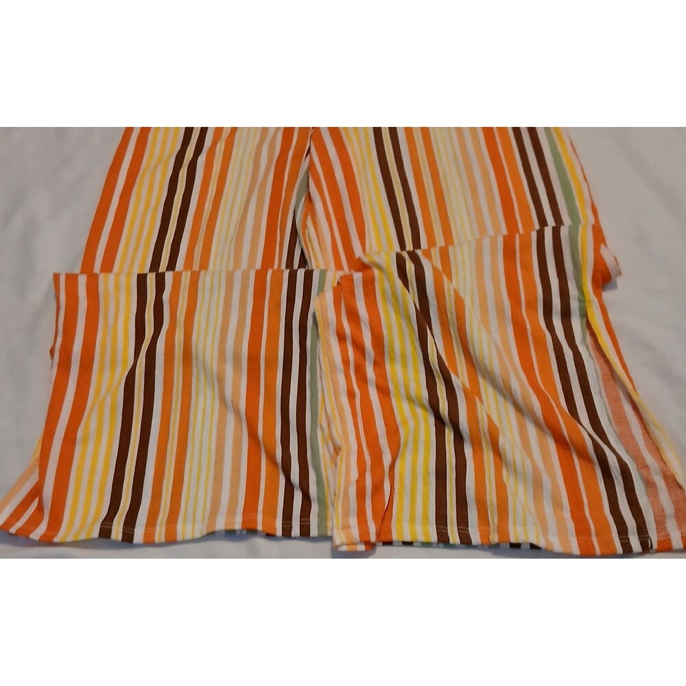 RETRO STRIPED PALAZZO PANTS WOMENS MEDIUM PETITE Y2K BEACHY LNC - Picture 4 of 6